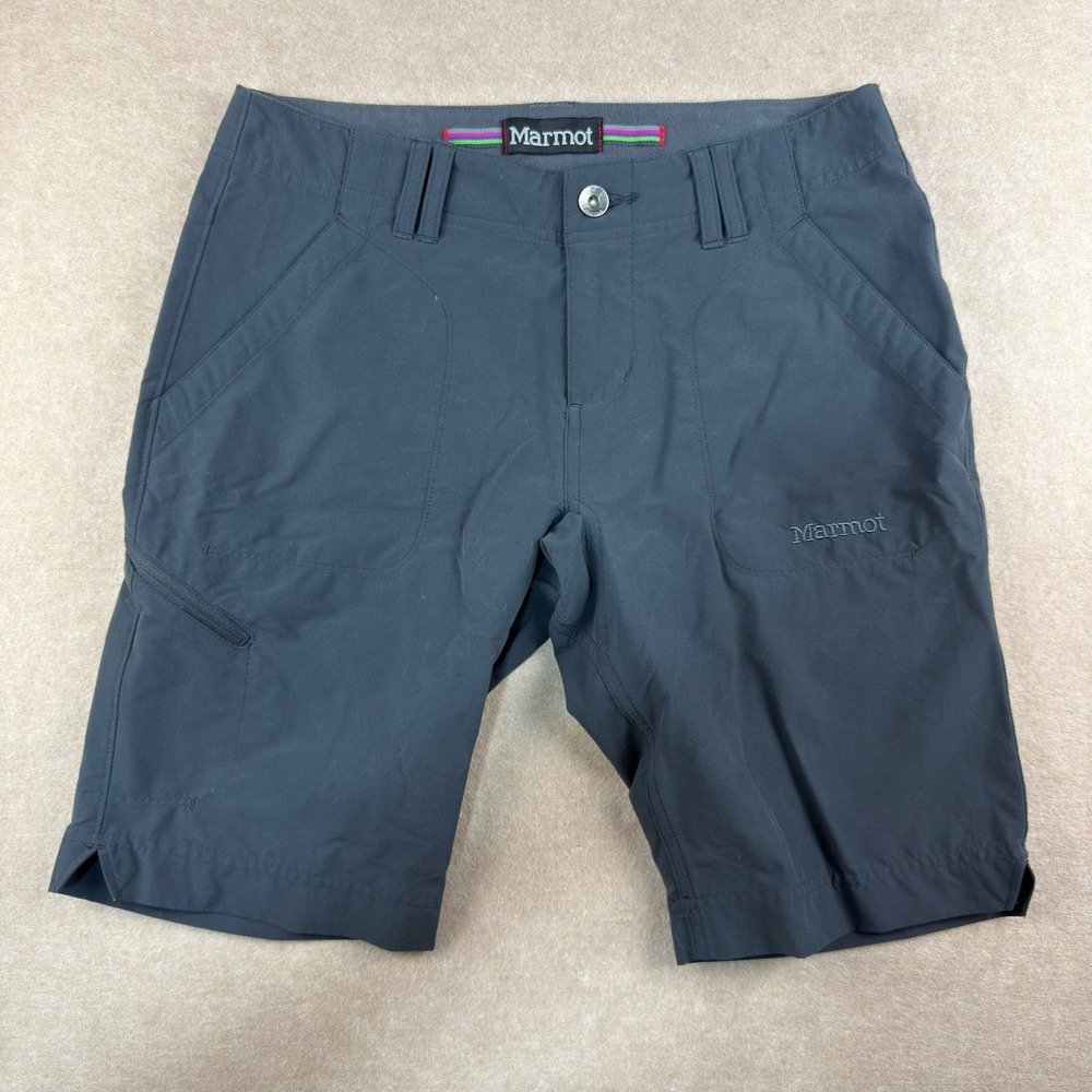 Marmot Shorts Women’s Sz 4 Gray Stretch Zip Pocket Outdoor Hiking Quick Dry
